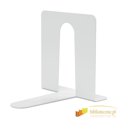 Szara metalowa podpórka do książek do biblioteki