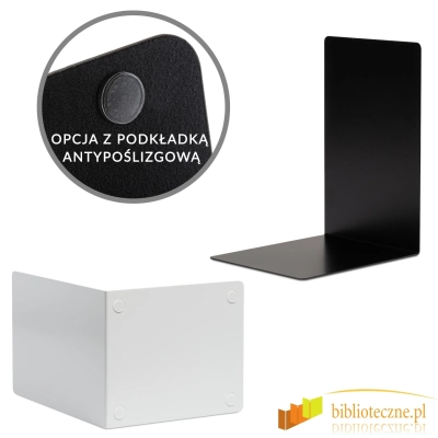 Metalowe podpórki do książek o wysokości 17 cm z podkładkami antypoślizgowymi