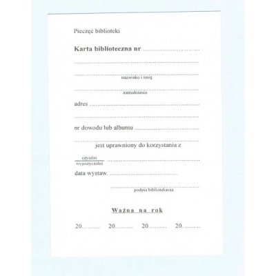 B 191 Karta biblioteczna